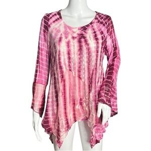 Studio West Pink and White tie-dyed Floral Tunic